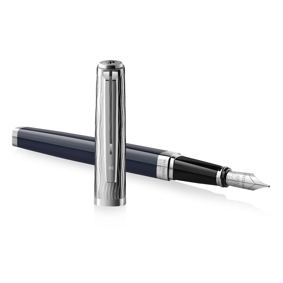 Waterman Exception Deluxe Fountain Pen Special Edition Blue with Chrome Trim - Image 3