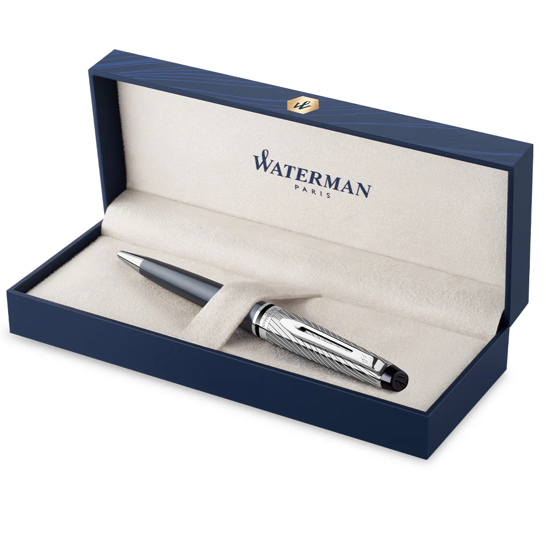 Waterman Expert Deluxe Ballpoint Pen Metal & Stone Grey Lacquer with Palladium Trim - Image 4