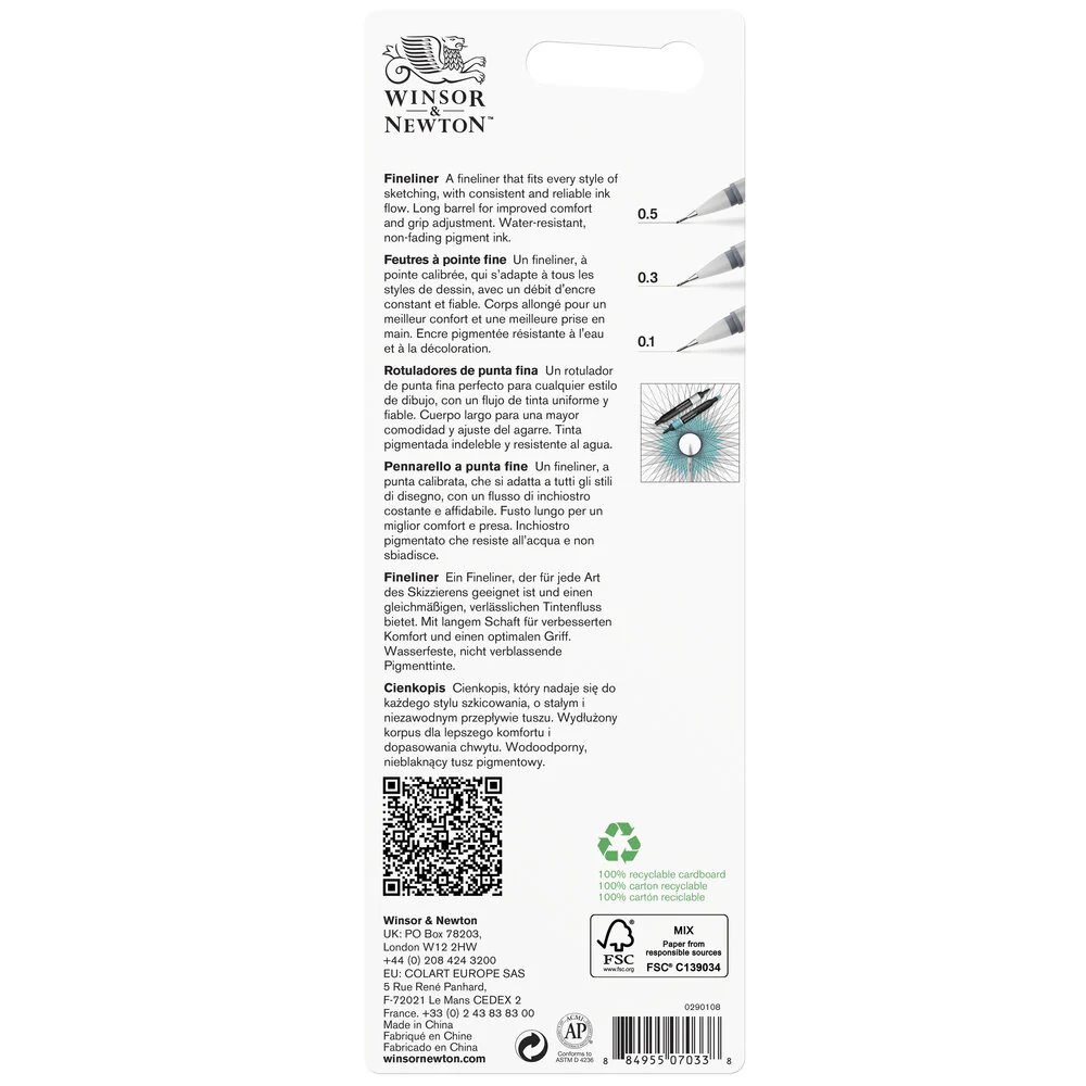 Winsor & Newton Fineliner Set of 3 Cool Grey - Image 4