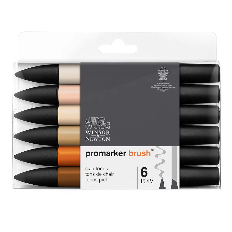 Winsor & Newton Promarker Brush Set of 6 Skin Tones - Image 3