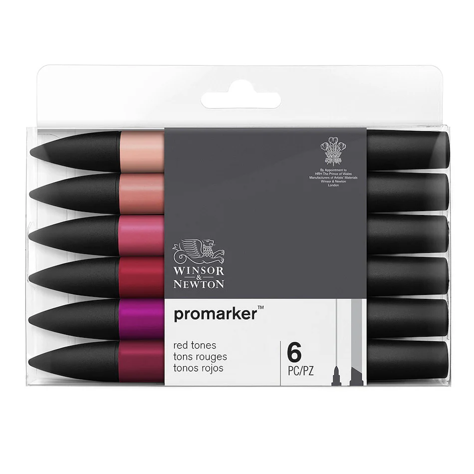 Winsor & Newton ProMarkers Set of 6 Red Tones - Image 2