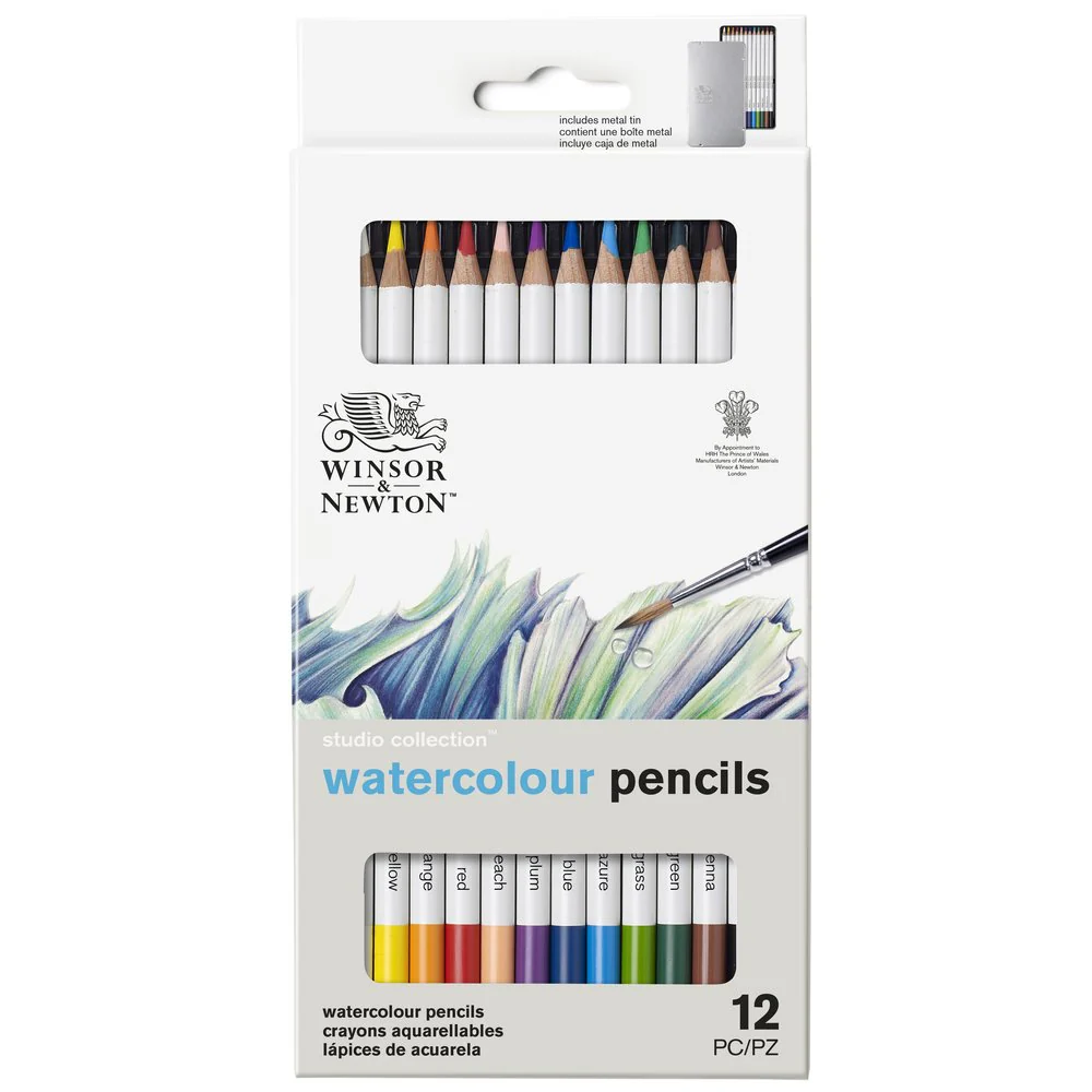 Winsor & Newton Studio Collection Watercolour Pencils Assorted Tin of 12