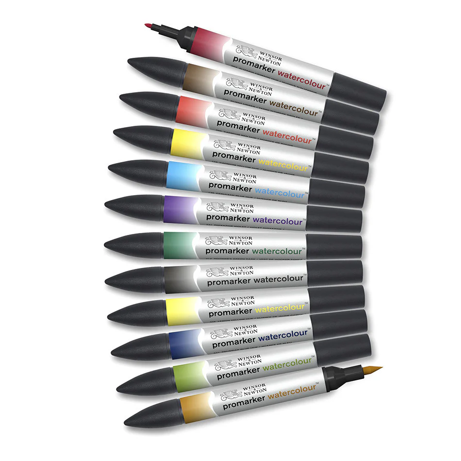 Winsor & Newton Water Colour Marker Set of 12 Basic - Image 2