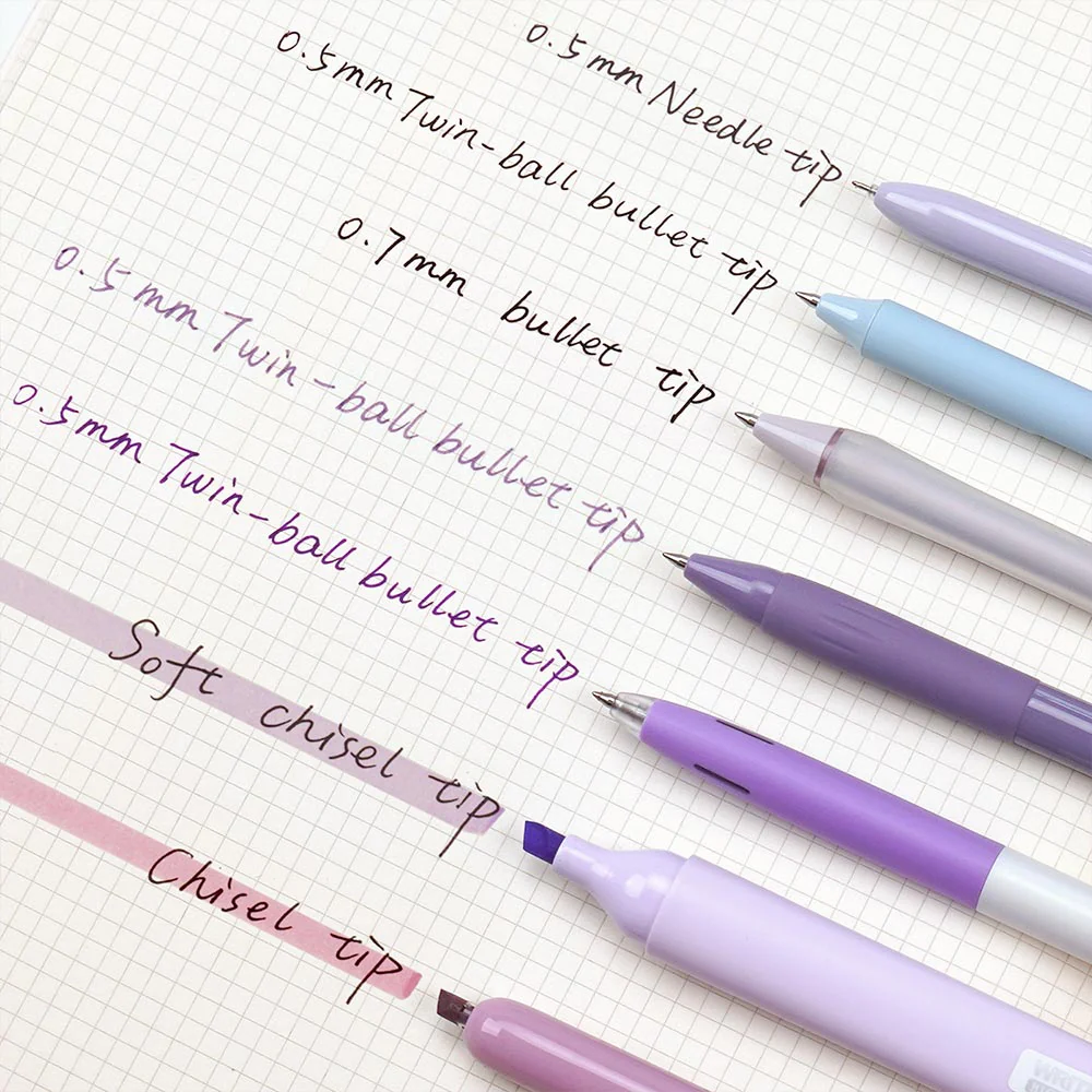 WRITECH 7 Piece Writing Set Purple and Black - Image 2