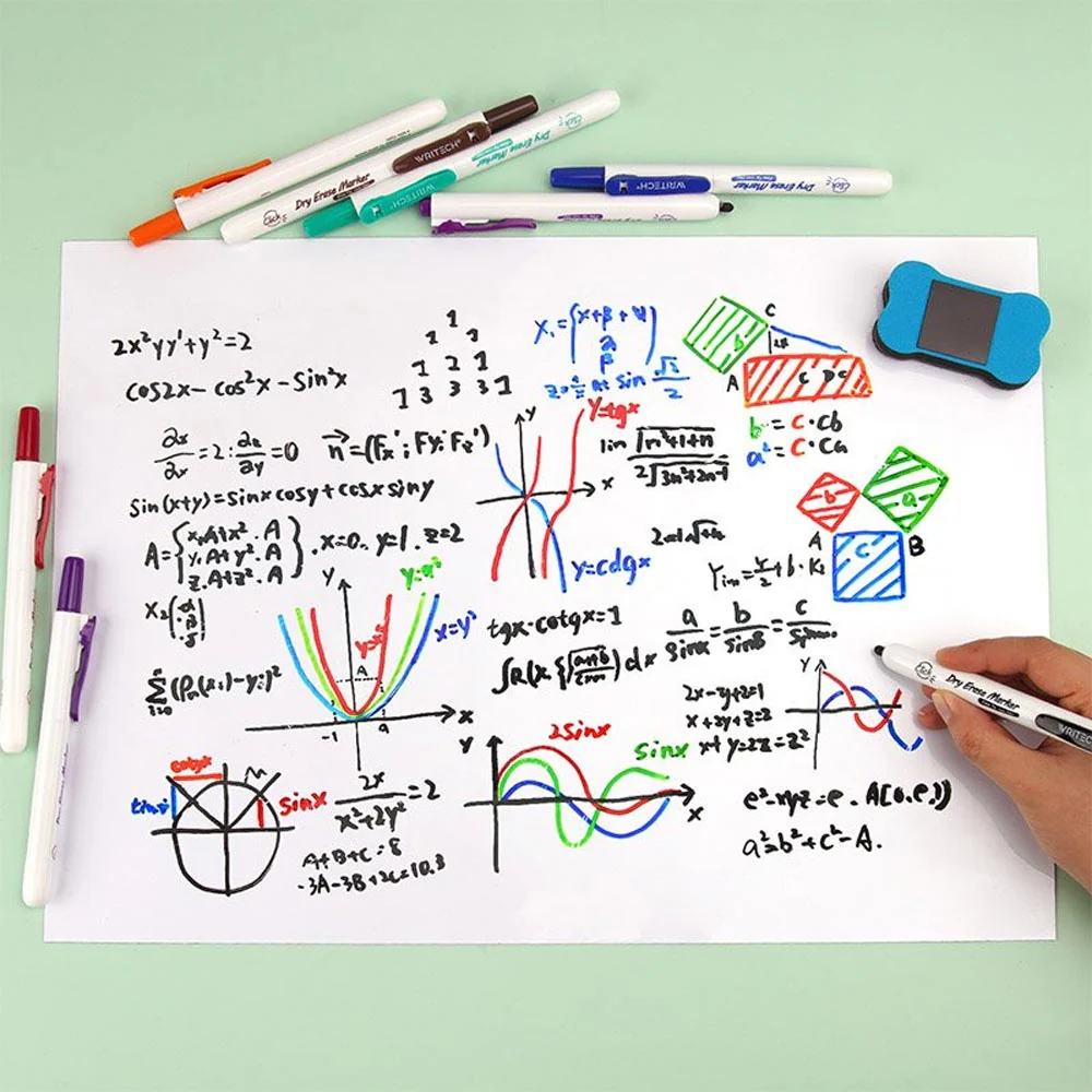 WRITECH Retractable Whiteboard Marker Pack of 6 Assorted Colours - Image 3