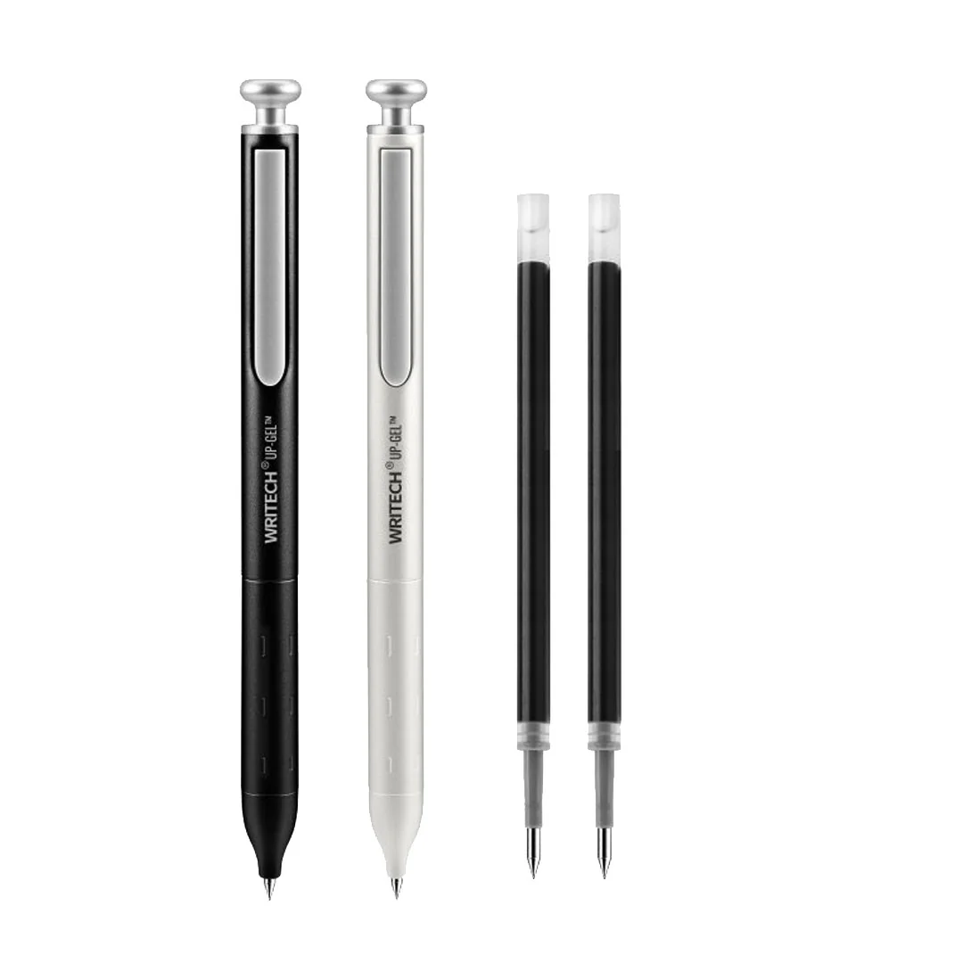 WRITECH Space Up Metal Gel Pens Set of 2 Black and Silver - Image 2