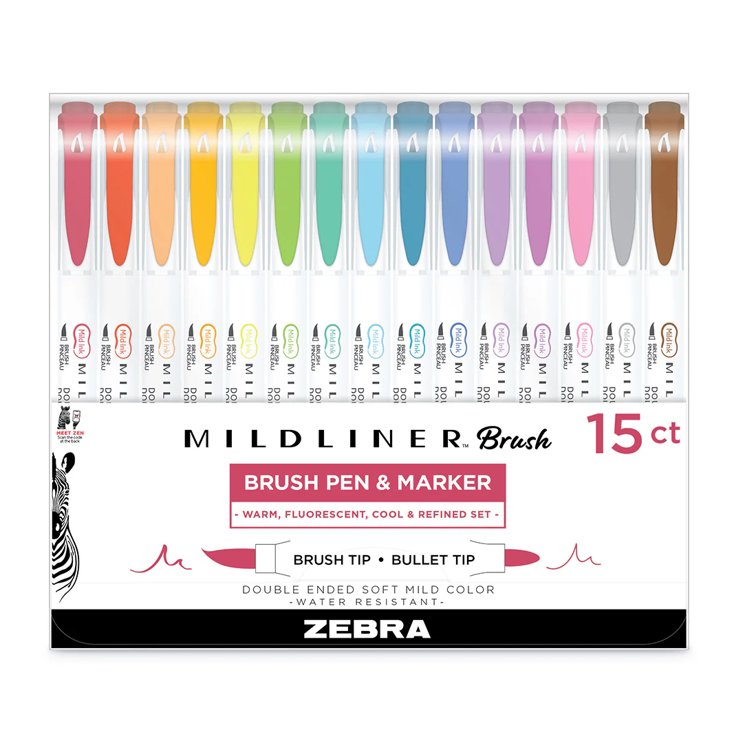 Zebra Mildliner Brush Pen Set of 15 Assorted - Image 6